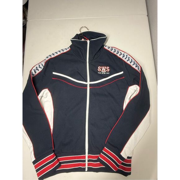 NWT Arena Men's Mark Spitz  Full Zip Jacket Navy-White  Size XS See Description - Picture 10 of 13